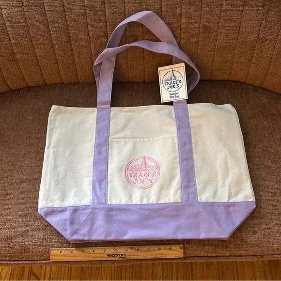 Trader Joe'S Handbags - NWT Large Lavender Trader Joe’s Canvas Limited Release Tote Shopping Bag